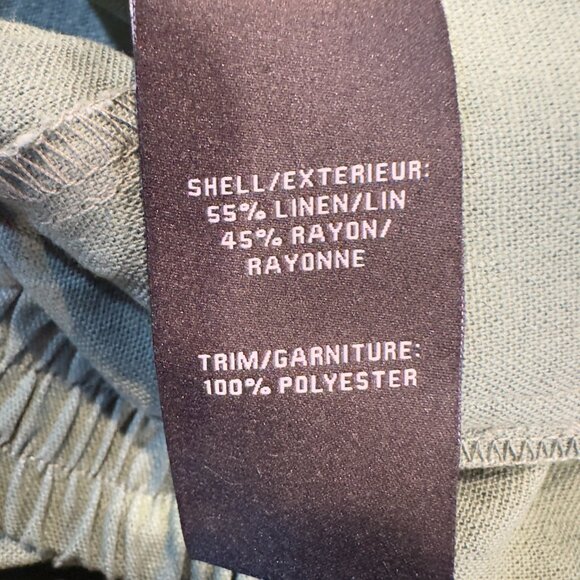 7 For All Mankind Cargo Pants Green Linen Blend Wide Leg High Rise Women’s M NWT - Picture 11 of 16